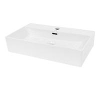 ECD Germany Vasque à Poser Lavabo Salle de Bain - en Céramique - Blanc - 605 x 365 x 130 Blanc G