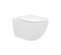 ECD Germany WC Suspendu en Céramique sans Rebord, Revêtement Nano, Court, 49 cm, WC Blanc