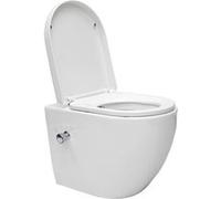 WC suspendu ECD Germany WC Suspendu Long - Rinçage sans Rebord - en Céramique - Fonction Bidet - Blanc