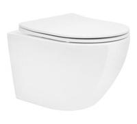 ECD Germany WC Suspendu sans Bride, Court, 49 cm, Blanc Brillant, Cuvette en Céramique Blanc G