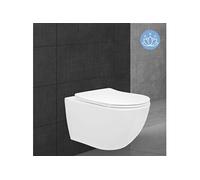 ECD Germany WC Suspendu sans Rebord en Céramique Blanc Mat, Revêtement Nano, Toilette G