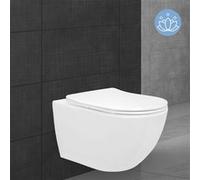 ECD Germany WC Suspendu sans Rebord en Céramique Blanc, Revêtement Nano, Toilette Murale G