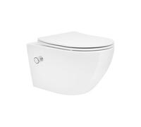 ECD Germany WC Suspendu sans Bride, Long 52 cm, Blanc, avec Fonction Bidet, Revêtement Blanc G