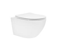 ECD Germany WC Suspendu sans Rebord Long 54 cm Blanc Mat, en Céramique Effet Lotus,