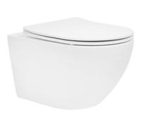 ECD Germany WC Suspendu sans Rebord Long 54 cm Blanc Mat, en Céramique Effet Lotus,