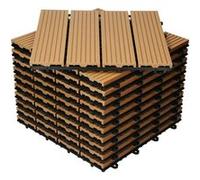 ECD Germany WPC Carreaux 30x30 cm - 11 Pièces par 1m² - avec Aspect de Bois - Teak - Dalles avec Système de Drainage - pour Terrasse de Balcon Patio Jardin Piscine - Carreaux de Sol Extérieur