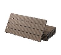 ECD Germany WPC Carreaux 60x30 cm - 6 Pièces par 1m² - avec Aspect de Bois - Marron Foncé - Dalles avec Système de Drainage