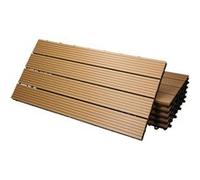 ECD Germany Dalles Terrasse Clipsables WPC 60x30 cm/12 pièces=2m² Teck Strié Aspect Bois Panneaux avec Système à Clic et Drainage Revêtement de Sol Carrelage Lames Patio Jardin Extérieur