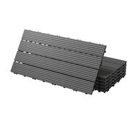 ECD Germany WPC Carreaux de Terrasse 60x30 cm - 24 Pièces par 4m² - avec Aspect de Bois - Anthracite - Dalles avec Système
