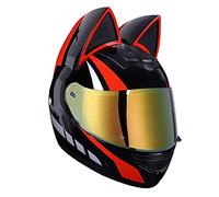 ECE Homologué Intégral Chat Oreilles Casque De Moto Moto Modulaire Intégral avec Visière pour Jeunes Adultes Hommes Femmes Street Bike Racing Motocross ATV Casque