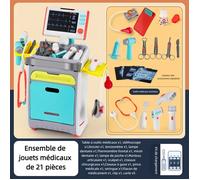 ECELEN Jeu de Docteur pour Enfant 21 Pièces-Jouet Médecin avec Lumière&Son,Chariot Médical,Accessoires Réalistes-Style de