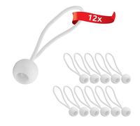 ECENCE 12 Tendeurs élastiques avec Boule en Plastique, Crochets élastiques, élastiques de Tente pour Les bâches, pavillon de Jardin, tentes, Tension élevée Blanc