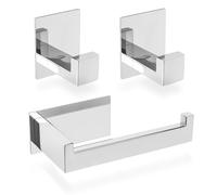 ECENCE 1x Porte Papier Toilette et 2X Crochets, adhésif - Support Papier Toilette - Accessoires de Salle de Bain - en Acier Inoxydable 304 Chrome