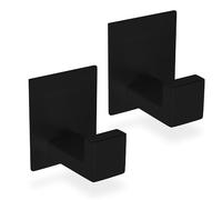 ECENCE 2 Pièces Crochet Adhésif Mural Noir Crochet serviette salle de bain en Acier Inox, Accroche Torchon Cuisine