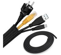 ECENCE 3 Mètre Gaine Câble (13-20 mm) - Cache Câble - Noir - Extensible et Découpable pour TV & Informatique - Rangement Propre des Câbles Management