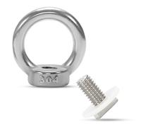 ECENCE 8 Pieces Ecrous à Œil avec 8 Pieces Vis à Tête Marteau M6 de Acier Inoxydable (304) Support pour Serre, D'écrous à Anneau, Vis à Marteau