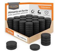 ECENCE Aimants puissants 120 pièces - Petits aimants en ferrite 18x4mm avec Points adhésifs - pour frigo, Tableau magnétique, Bricolage