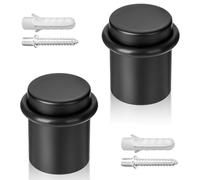 ECENCE Butée de porte Sol à visser, 2 pièces Arrêt de porte en acier inoxydable - Ø30x40mm - Arrêt de porte Noir avec vis et chevilles incluses