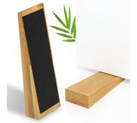 ECENCE Lot de 2 Cales Porte Sol Bambou, Cale fenetre ouverte, Bloc Porte | Antidérapantes avec Caoutchouc pour Toutes les Portes, Butoirs pour Portes de Chambre et Portes d'Entrée