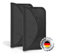 ECENCE Lot de 2 Faraday Sac de Protection Téléphone Portable et Clé Voiture Portable, Sac Cage de Blocage Signal RFID/NFC, Etui Anti RFID, Noir