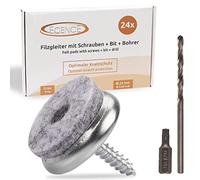 ECENCE Patins en Feutre avec Vis 24mm/0.94inch, 24 Patin Chaise avec Douille Torx et Foret, Protection Pied de Chaise, Haute qualité et durabilité