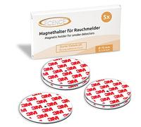 ECENCE Plaque Aimantée adhésive pour Détecteur de Fumée 5 Supports Magnétiques Autocollants Ø 70mm - avec Trou de perçage supplémentaire