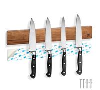 ECENCE Porte Couteaux Aimanté en Bois d'acacia premium - 40cm - Aimant Couteau Mural pour Les Couteaux à forte adhérence à percer ou à coller