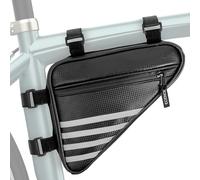 ECENCE Sacoche de Cadre Vélo Étanche - pour téléphone Portable et Outils de Réparation - Sac Triangle 1.2 litres - Fixation par Bandes Auto-Agrippantes - Noir