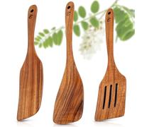 ECENCE Set de Spatules en Bois d'Acacia Ensemble de 3 Ustensiles de Cuisine