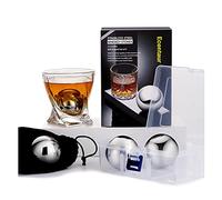 Ecentaur Lot de 4 grandes pierres à whisky réutilisables en acier inoxydable 5,6 cm
