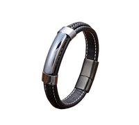 ECFZTLAV Bracelet Homme,Bracelet De Luxe En Cuir pour Homme En Pierre De Cristal Naturelle avec Fermoir Magnétique Tressé À La Main Bijoux Accessoires Hématite 21 Cm