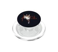 ECG des battements de cœur d'un Chat Maine Coon, drôle, J'aime Mon Chat PopSockets PopGrip pour MagSafe