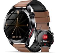 ECG Montre Connectée Homme avec Pressιon artérιelle/HRV/ é /Acide Urique/IMC, 1,43" AMOLED Smartwatch avec Fréquence Cardiaque/Sommeil/SpO2/Apnée,Fonction SOS, IP68 pour Android iOS