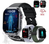 ECG Montre Connectée Homme Femme,2.04"" AMOLED,HRV/BMI/Détection des émotions Appel d'urgence SOS
