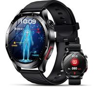 ECG Smartwatch avec HRV/Pressιon artérιelle/ é / Acide Urique/IMC, 1,43" AMOLED Montre Connectée Homme avec Fréquence Cardiaque/Sommeil/SpO2/Apnée,Fonction SOS, IP68 pour Android iOS