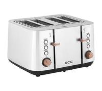 ECG ST 4767 Timber | Grille-pain | 4 compartiments pour toasts | 7 niveaux d'intensité | Rangement du cordon | Acier inoxydable | Argenté