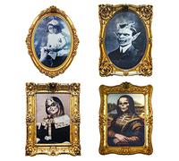 ECGER Halloween Decoration Effrayante de Portrait Interieur Visage Changeant 3D D'Horreur Cadre Photo Murale Hantée pour la Maison, Cadre de Portrait en Mouvement, Fête D'Horreur,Ghost Castle(4 PCS)