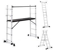 IDMarket - Échafaudage Aluminium échelle Multifonction avec Plateforme modulable sur Roues, Hauteur 165 CM