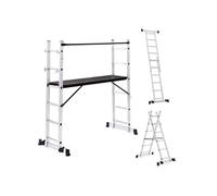 IDMarket - Échafaudage Aluminium échelle Multifonction avec Plateforme modulable sur Roues, Hauteur 165 CM