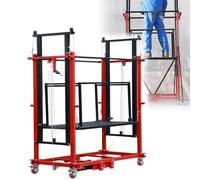 Échafaudage De Levage Électrique Robuste Élévateur Mobile Multifonction avec Roue Universelle Et Télécommande Plate-Forme De Levage Mobile pour Travail À Haute Altitude,Rouge,2M