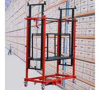 Échafaudage Élévateur Électrique avec Télécommande Échelle De Chantier Mobile Multifonctionnel Ascenseur Électrique avec Roue Universelle pour Travail À Haute Altitude,Rouge,300CM
