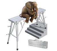 ÉChafaudage en Aluminium à Hauteur Ajustable, Plateforme De Travail Pliable Capacité 600 Lbs, Escabeau Portable pour Escaliers, Balcons Et Surfaces IrréGulièRes