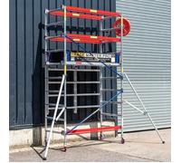 Échafaudage en aluminium Trade Master Pro® | Hauteur réglable | Base pliable | 230 kg | Certifié EN1004 | 4 m et 2 stabilisateurs