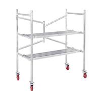 Échafaudage mobile pliable, plate-forme d'échafaudage portable en acier, établi polyvalent avec roues verrouillables, capacité de charge de 500 lb(H:165cm/5.4ft)