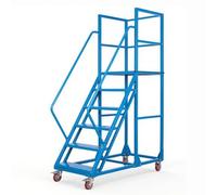 Échafaudage Pliable, échelle Plateforme roulante en Acier 4/6 marches avec Roues et rampes, Chariot d'échafaudage antidérapant pour Usine, bibliothèque, Grenier - Échelle roulante Bleue de 1