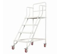 Échafaudage Pliable, échelle Plateforme roulante en Acier 4/6 marches avec Roues et rampes, Chariot d'échafaudage antidérapant pour Usine, bibliothèque et loft, Plateforme de 100 cm (39,4 po