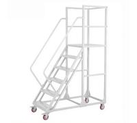 Échafaudage Pliable, échelle Plateforme roulante en Acier 4/6 marches avec Roues et rampes, échelle Mobile antidérapante pour Usine, bibliothèque, Grenier, Chariot d'échafaudage 120 cm (47,2