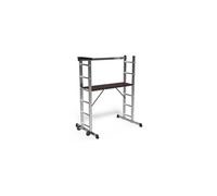 VOUNOT Échafaudage Aluminium 3 En 1 Échelle Stable Multifonction avec Plateforme de Travail : 120 x 40cm Charge Max 150KG 6 Postions Échafaudage Mobile sur Roues avec Support à Outils