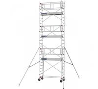 Échafaudage roulant aluminium AL 205 version base pliante - Hauteur de travail : 7,90 m - DUARIB - 613726