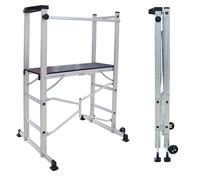 Échafaudage roulant pliant aluminium EURO VANADIUM hauteur de travail 3 m plateforme 104 x 40 cm - 2 roues - norme NF E 85-200